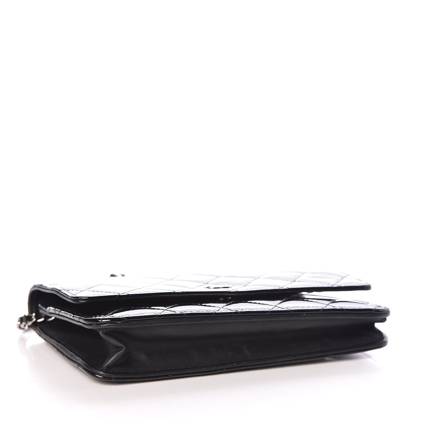 Chanel Patent Quilted Wallet On Chain WOC Black 4 of 13