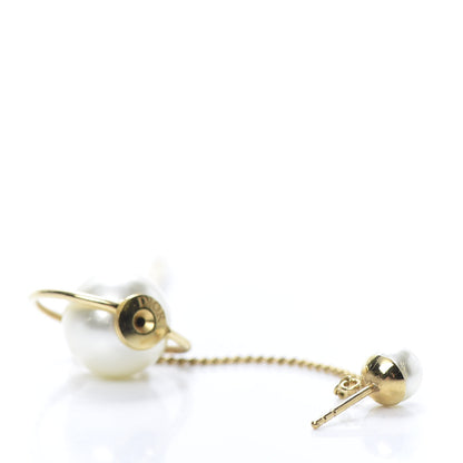 Christian Dior Pearl Tribales Dangle Chain Earrings Gold 4 of 5