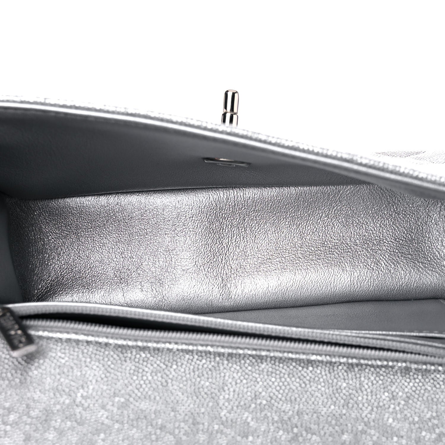 Chanel Metallic Caviar Quilted Mini Top Handle Rectangular Flap Silver 5 of 10