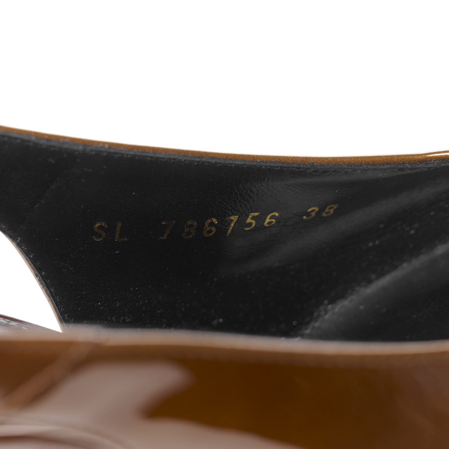 Saint Laurent Vernice Gloss Dune 110 Slingback Pumps 38 Burnished Wood 8 of 10