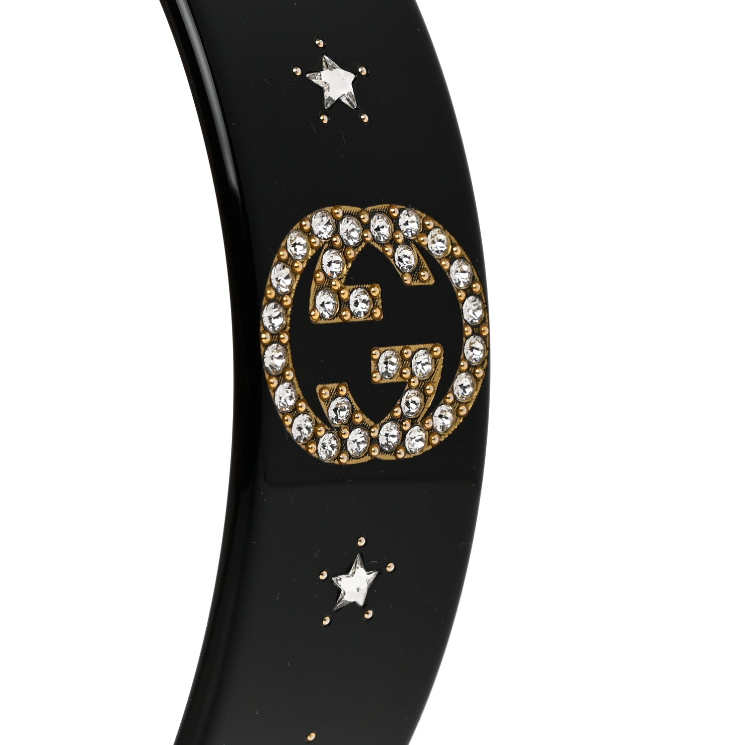 Gucci Resin Crystal Interlocking G Headband Black 3 of 5