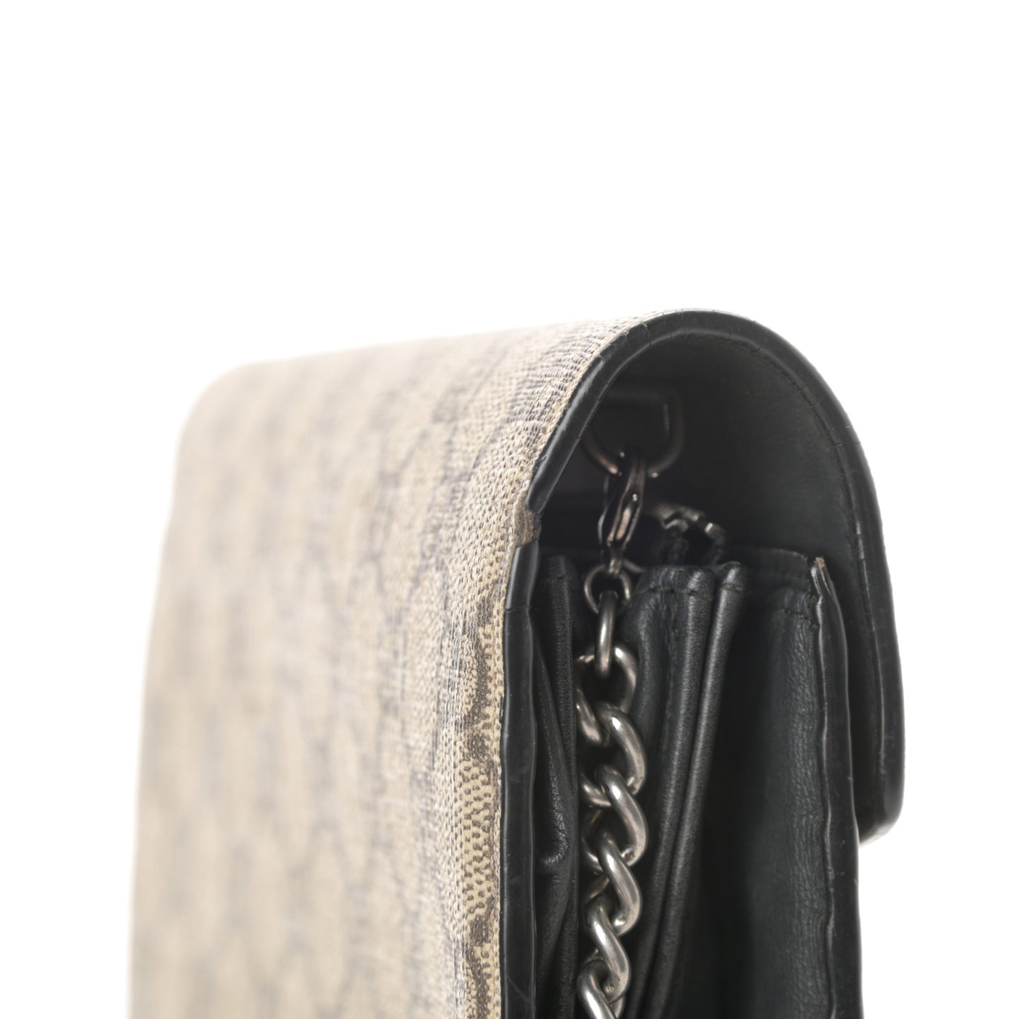 GG Supreme Monogram Mini Dionysus Chain Wallet Beige Black