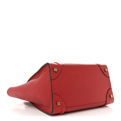 Celine Drummed Calfskin Mini Luggage Coquelicot 4 of 13