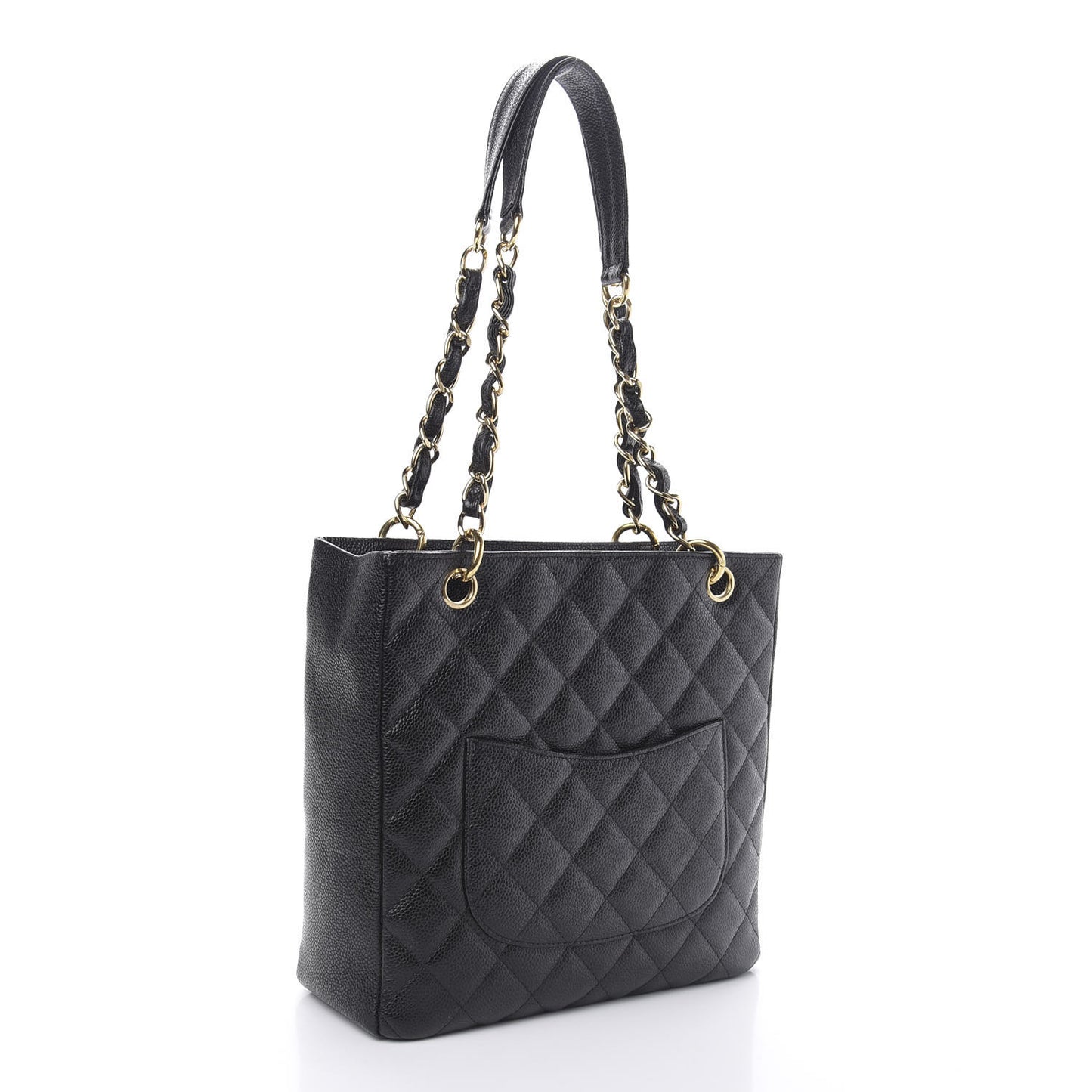 Caviar Quilted Petit Shopping Tote PST Black