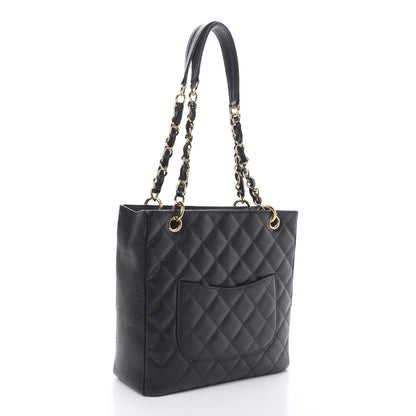 Chanel Caviar Quilted Petit Shopping Tote PST Black 3 of 10