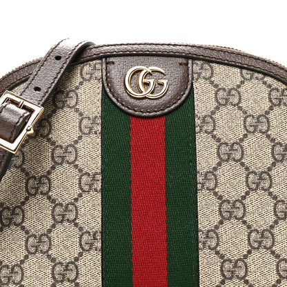 Gucci GG Supreme Monogram Textured Dollar Calfskin Web Small Ophidia Dome Shoulder Bag Beige Ebony New Acero 8 of 10