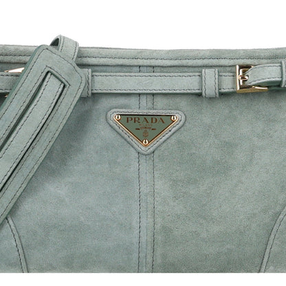 Prada Scamosciato Triangle Small Bonnie Shoulder Bag Salvia 8 of 10