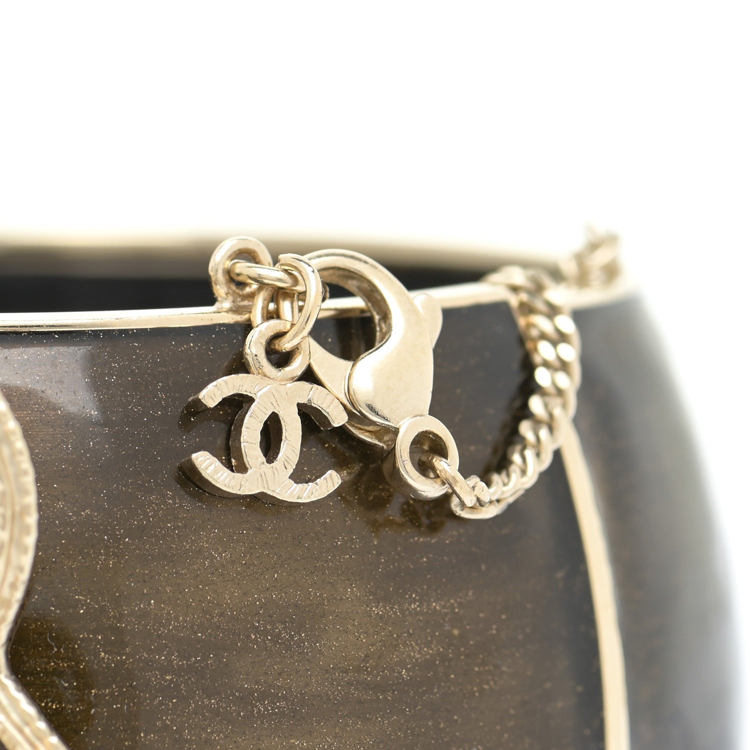 Chanel Resin CC Cuff Bracelet Gold 4 of 5