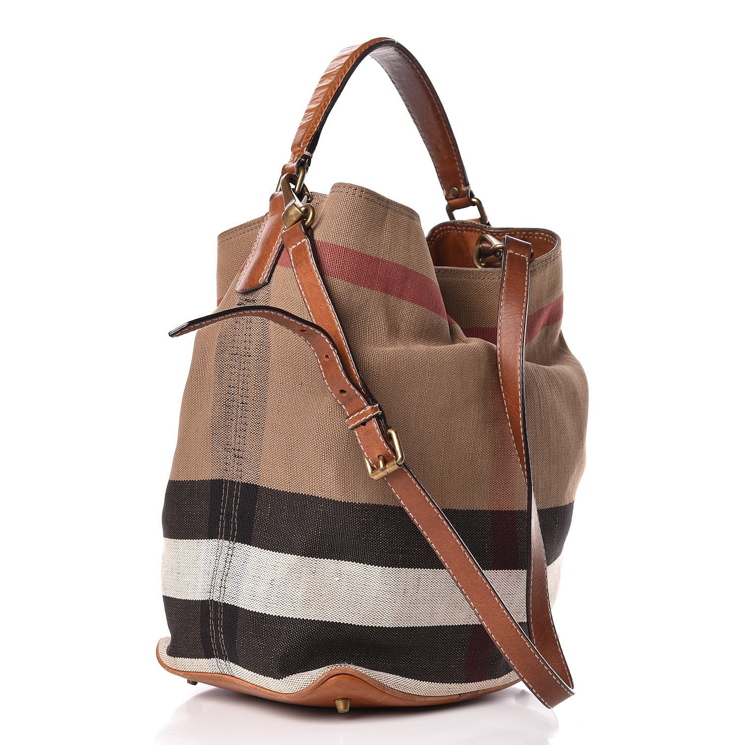 Burberry Canvas Mega Check Medium Ashby Hobo Saddle Brown 5 of 18