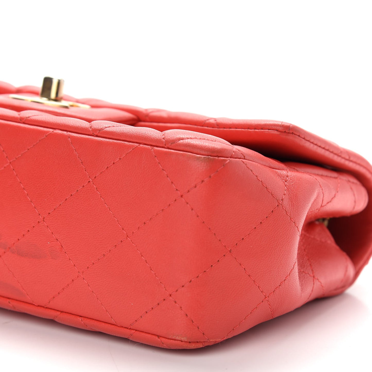 Lambskin Quilted Mini Rectangular Flap Red