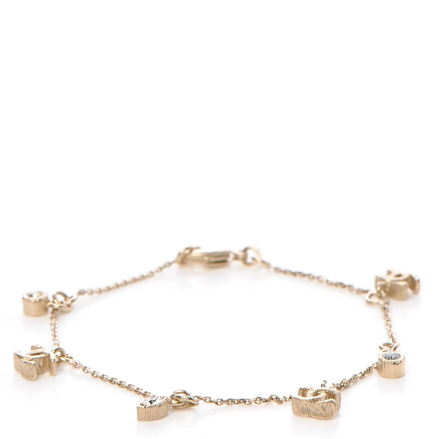 Crystal Charm CC Bracelet Gold