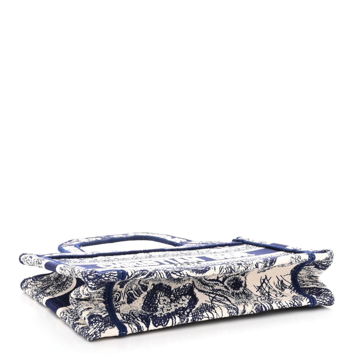 Canvas Embroidered Mini Toile De Jouy Book Tote Blue