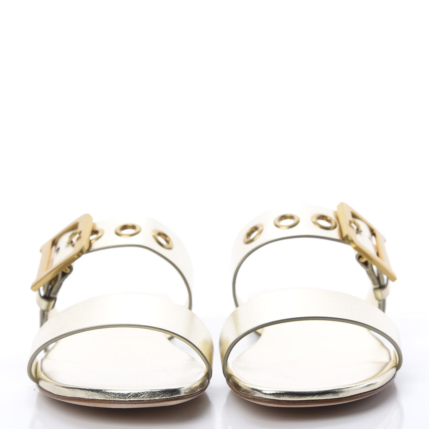 Laminated Calfskin D-Dior Slide Flat Sandals 38 Pale Gold