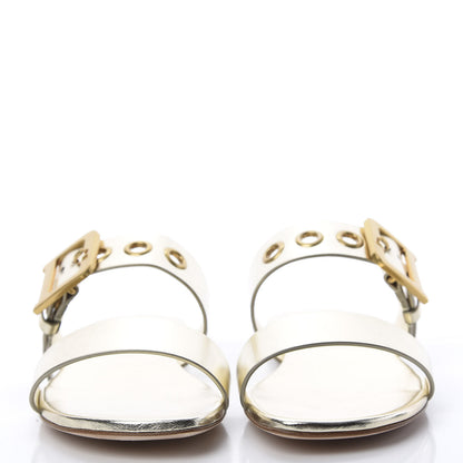 Christian Dior Laminated Calfskin D-Dior Slide Flat Sandals 38 Pale Gold 2 of 10