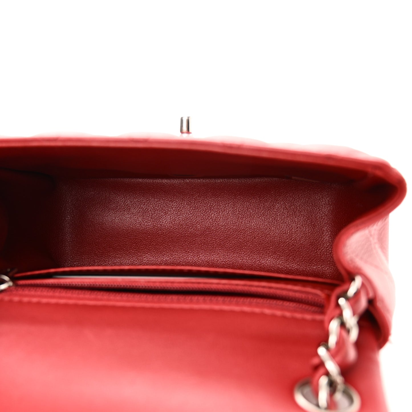 Lambskin Quilted Mini Square Flap Red