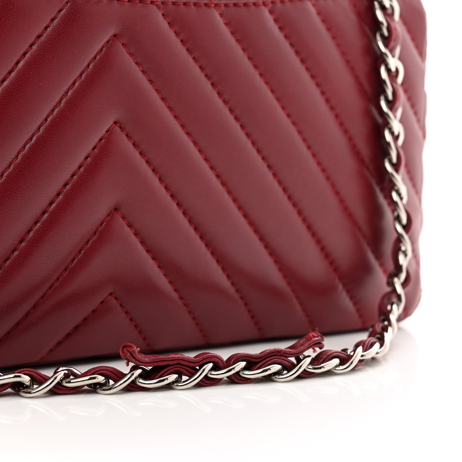 Chanel Lambskin Chevron Quilted Large Surpique Flap Dark Red 12 of 12