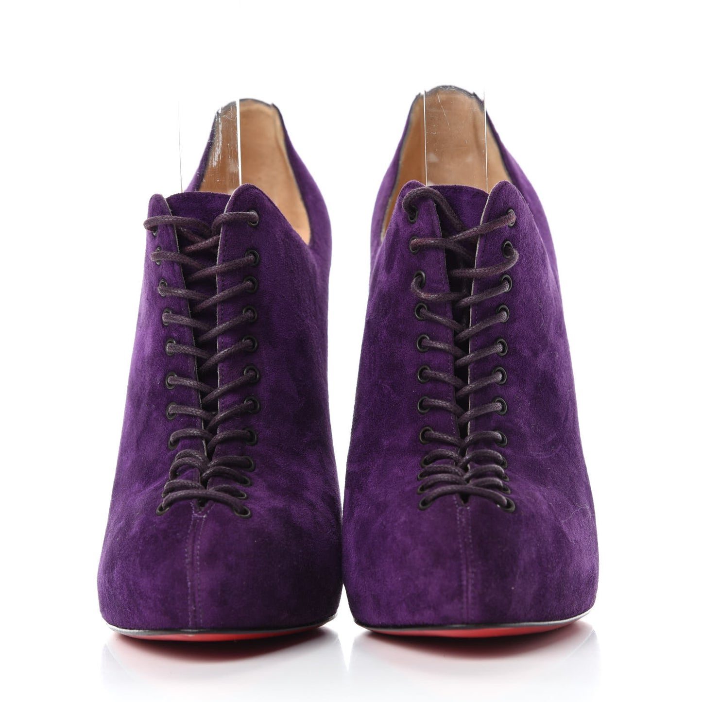 Veau Velours Lace Up Ankle Booties 39 Purple