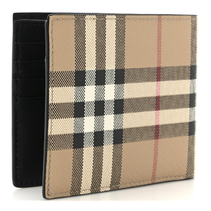 Burberry E-Canvas Vintage Check Bi-Fold Wallet Archive Beige 3 of 8