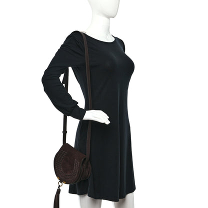 Chloe Suede Braided Small Marcie Saddle Bag Burgundy 3 of 9