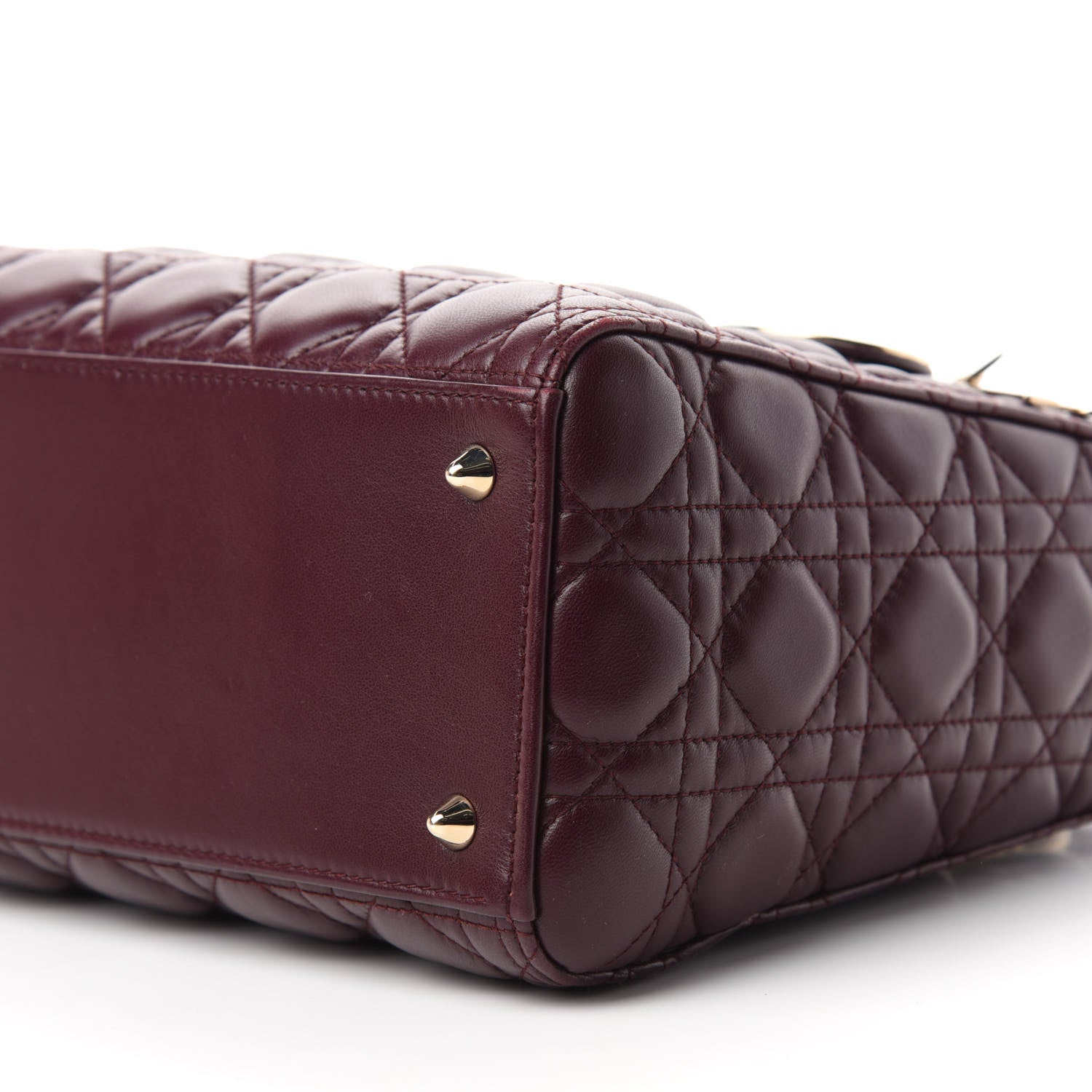 Christian Dior Lambskin Cannage Medium Lady Dior Burgundy 7 of 11