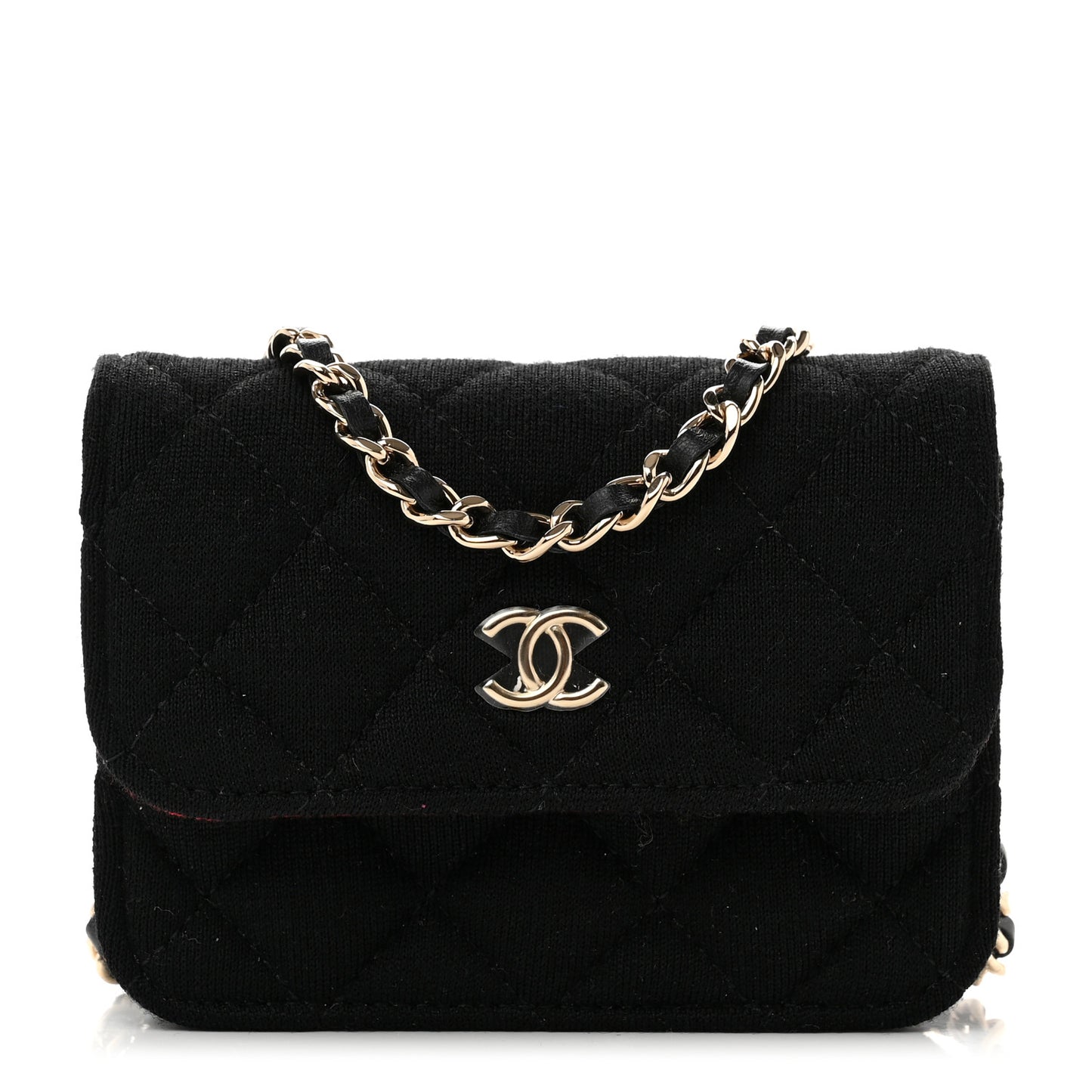 Jersey Quilted Micro Mini Flap Black