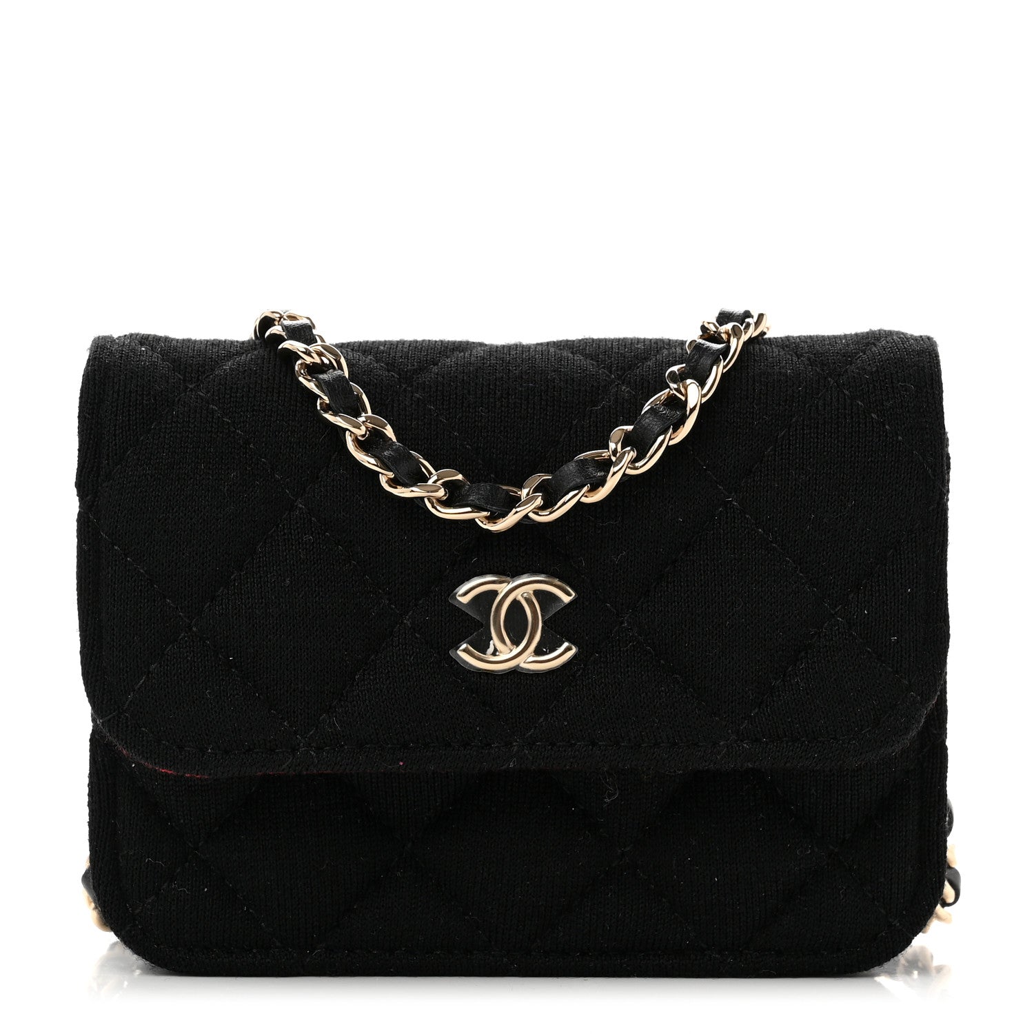 Chanel Jersey Quilted Micro Mini Flap Black 1 of 9