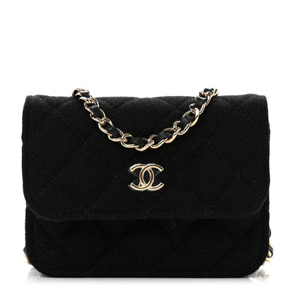 Chanel Jersey Quilted Micro Mini Flap Black 1 of 9