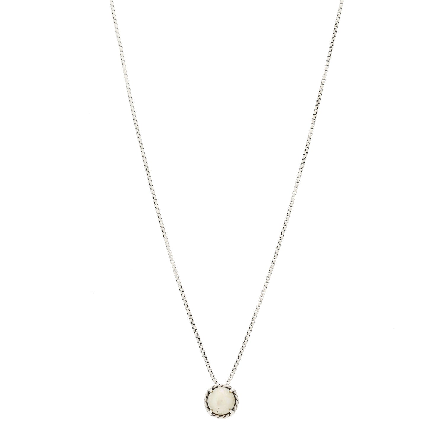 David Yurman Sterling Silver Cultured Pearl 8mm Petite Chatelaine Pendant Necklace 1 of 7
