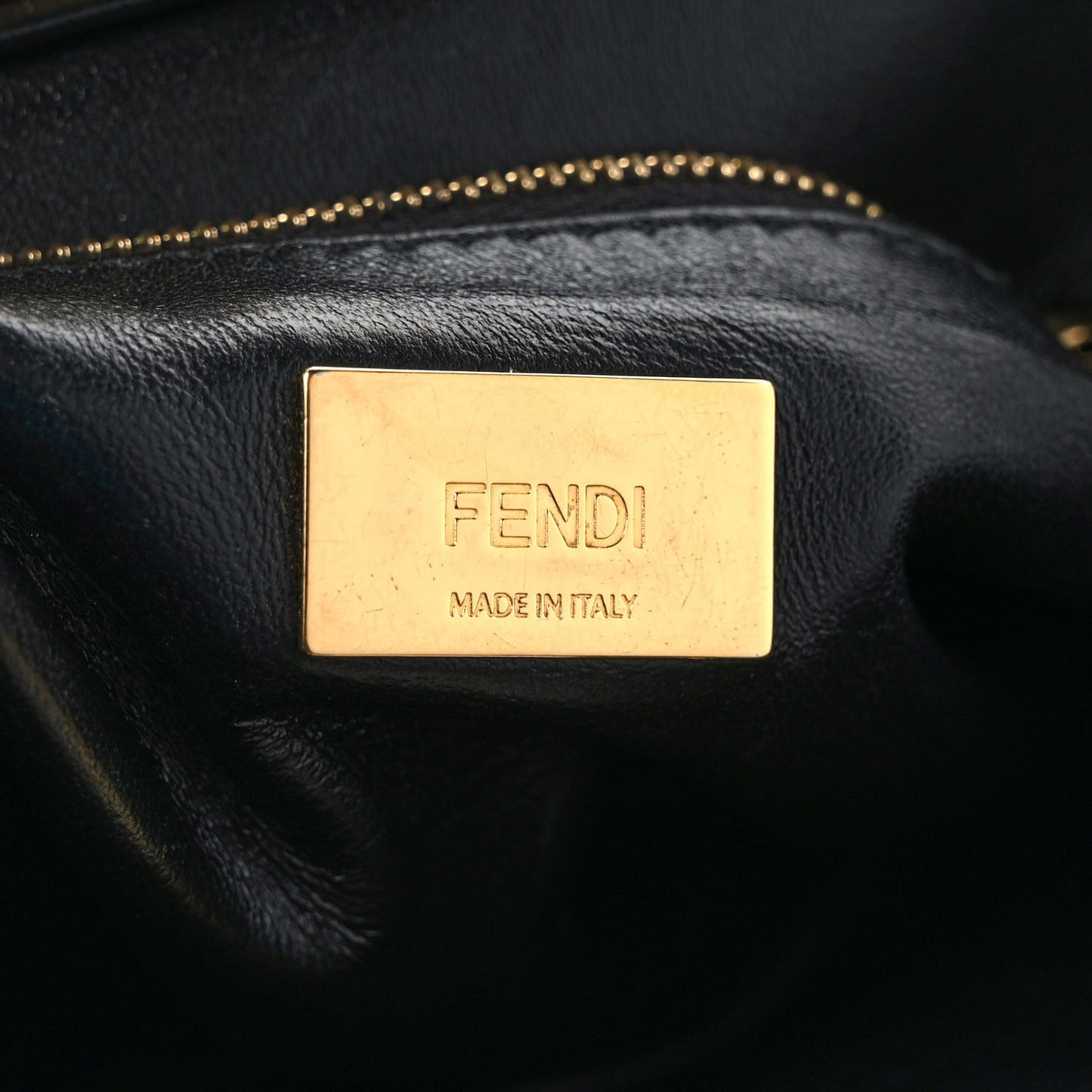 Shearling Nappa Macro FF 1974 Mini Peekaboo Iconic Satchel Tobacco Black