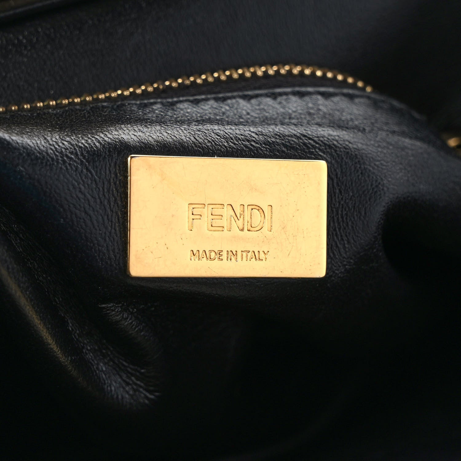 Fendi Shearling Nappa Macro FF 1974 Mini Peekaboo Iconic Satchel Tobacco Black 6 of 8