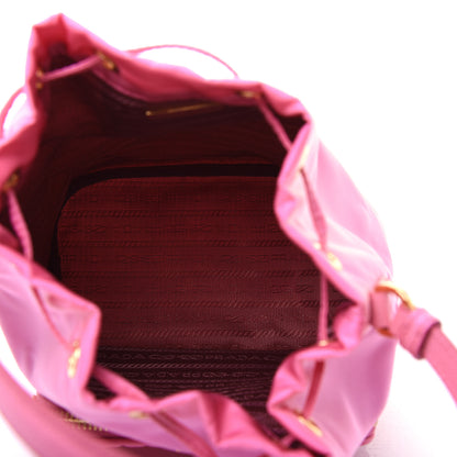Prada Saffiano Tessuto Nylon Mini Bucket Crossbody Bag Pink 5 of 12