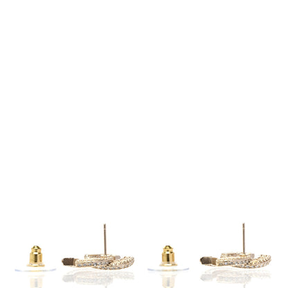 Chanel Crystal Timeless CC Earrings Gold 4 of 5