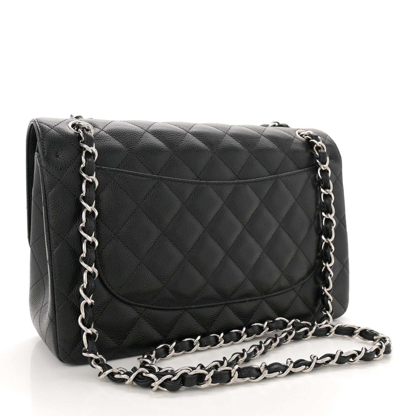 Caviar Quilted Jumbo Double Flap Black