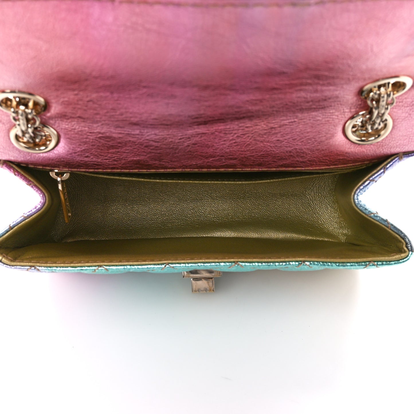 Metallic Goatskin Quilted Mini 2.55 Reissue Flap Multicolor