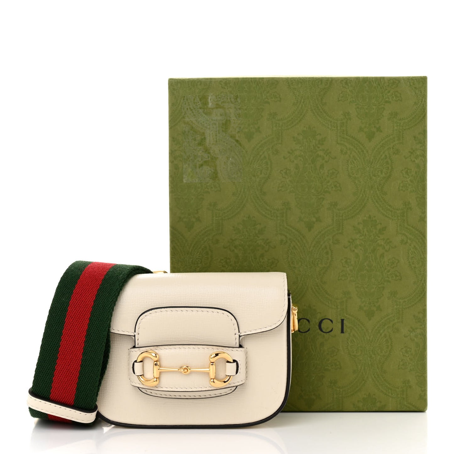 Azalea Calfskin Web Horsebit 1955 Wallet On Strap Mystic White
