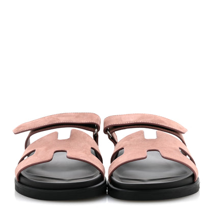 Hermes Suede Goatskin Womens Chypre Sandals 40 Rose Antique 3 of 10