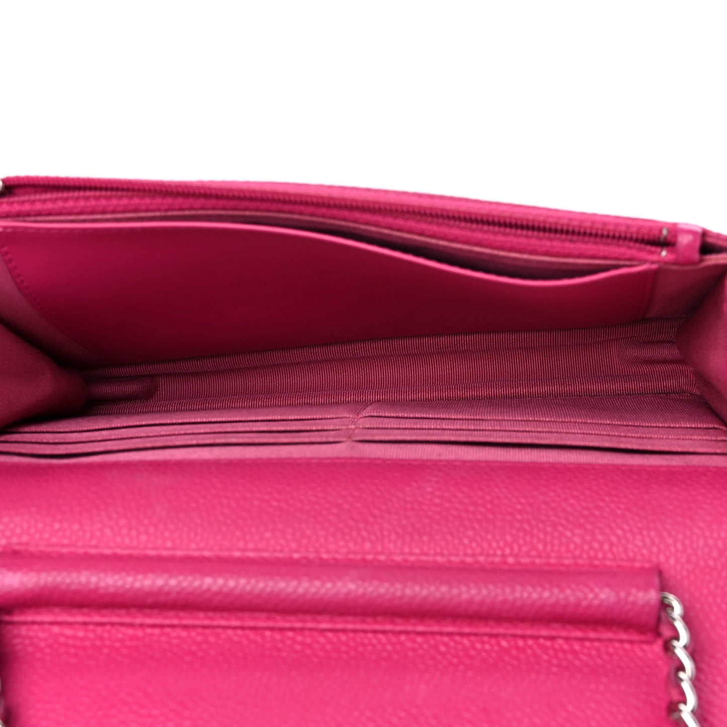 Iridescent Caviar Quilted Wallet on Chain WOC Pink