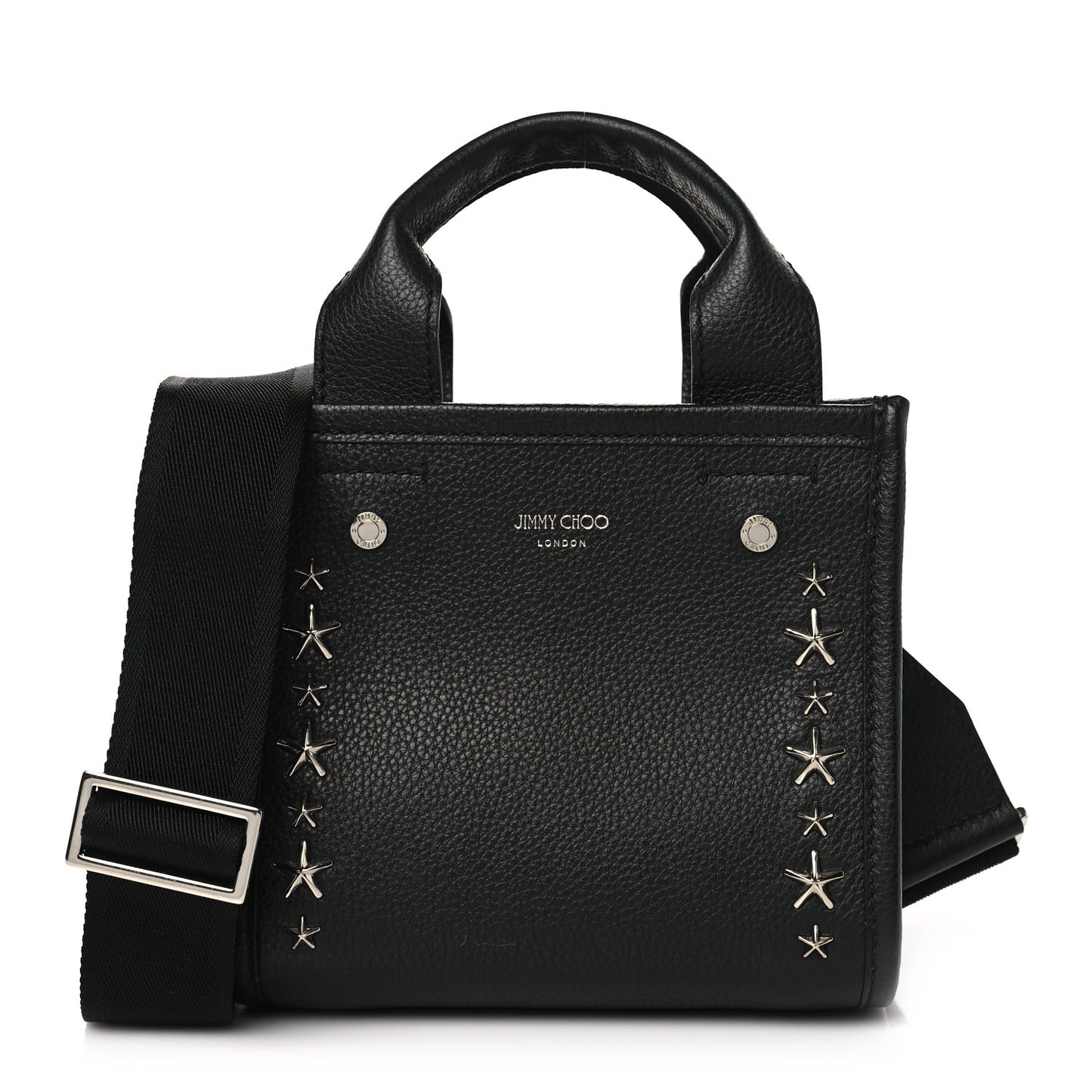 Soft Grainy Calfskin Star Studded Mini Pegasi Tote Black