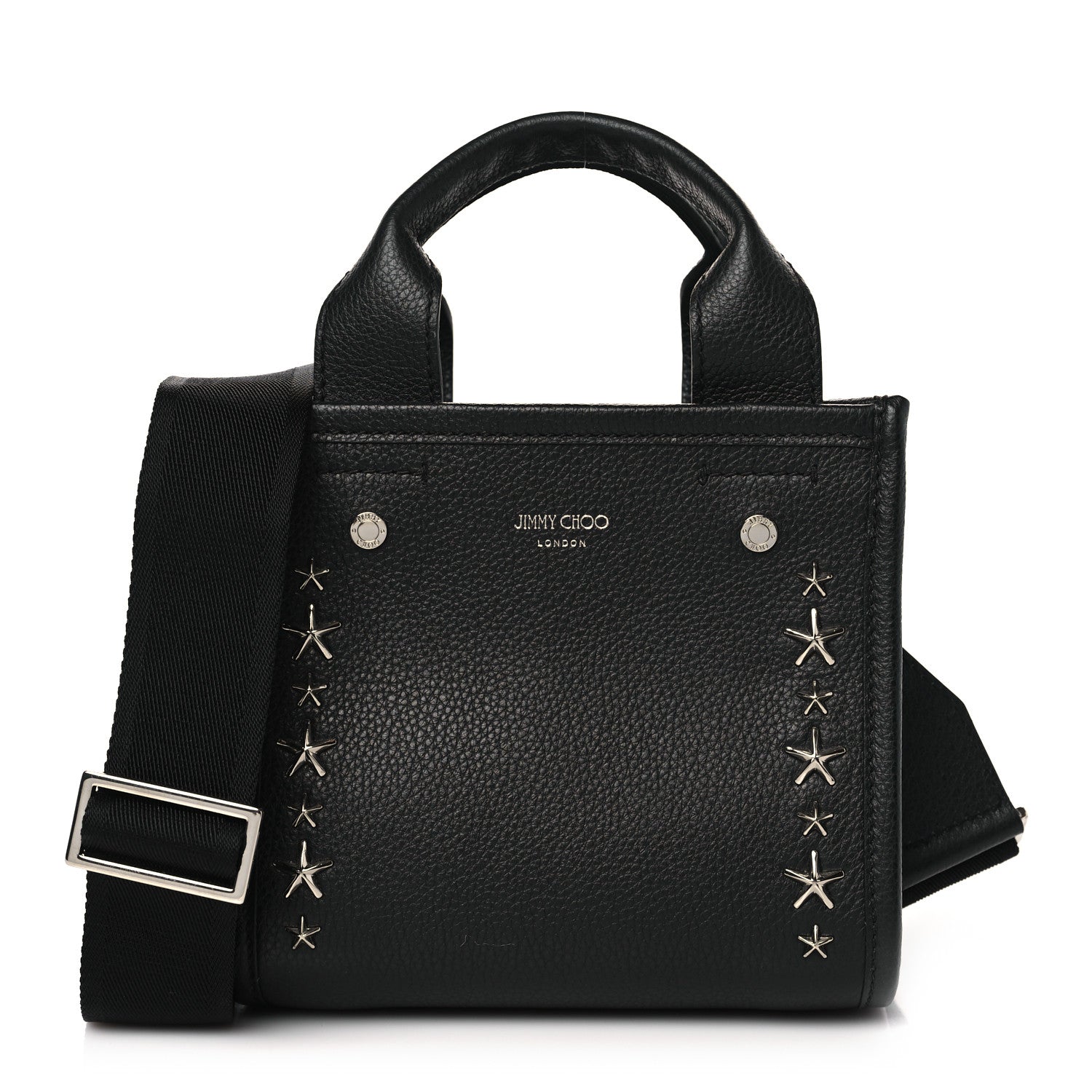 Jimmy Choo Soft Grainy Calfskin Star Studded Mini Pegasi Tote Black 1 of 9