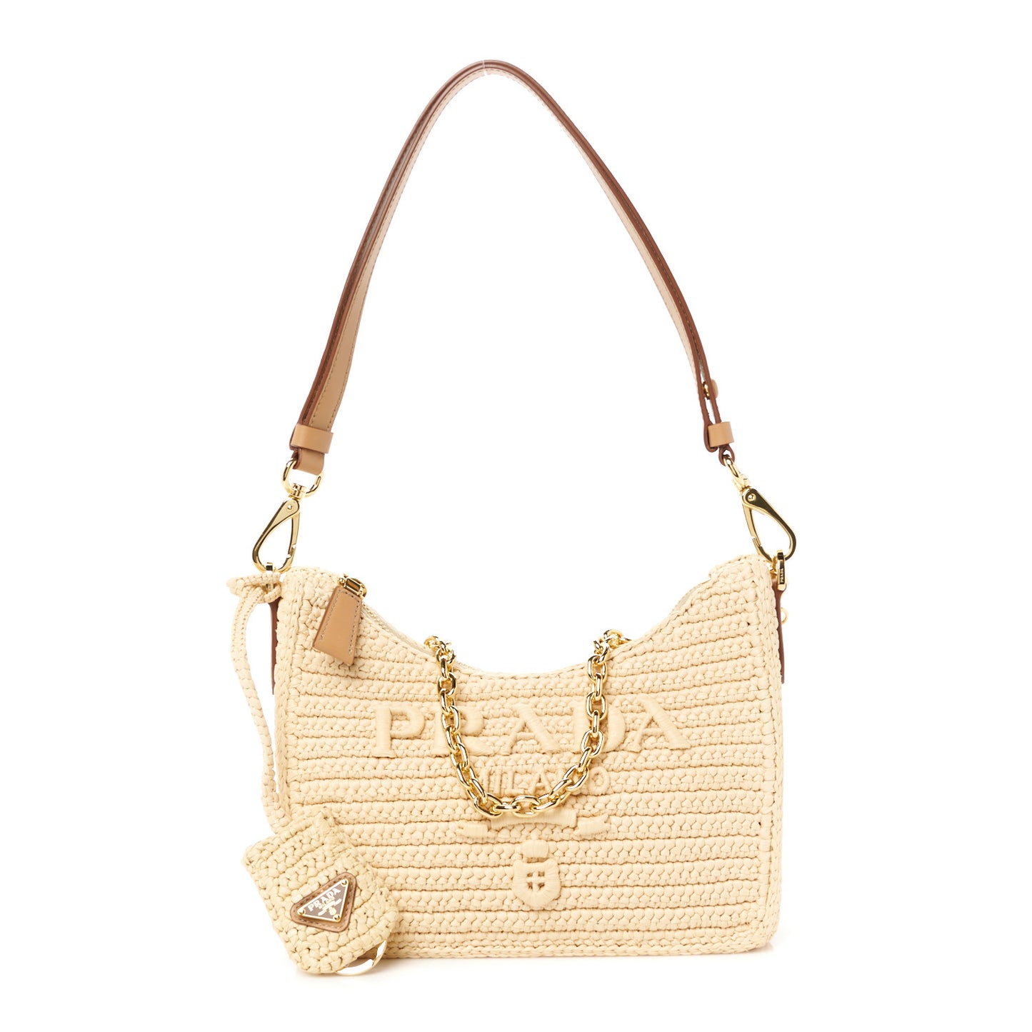 Yarn Raffia Effect Crochet Mini Re-Edition 2000 Shoulder Bag Naturale