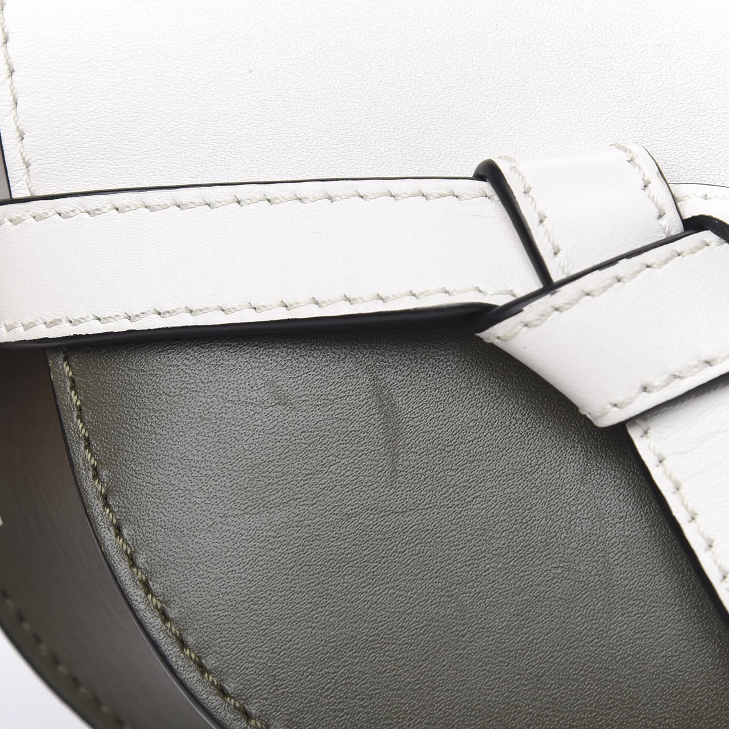 Calfskin Mini Gate Crossbody Bag Khaki Green Soft White