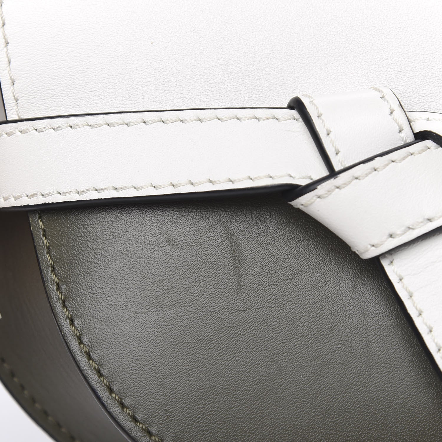 Loewe Calfskin Mini Gate Crossbody Bag Khaki Green Soft White 6 of 9