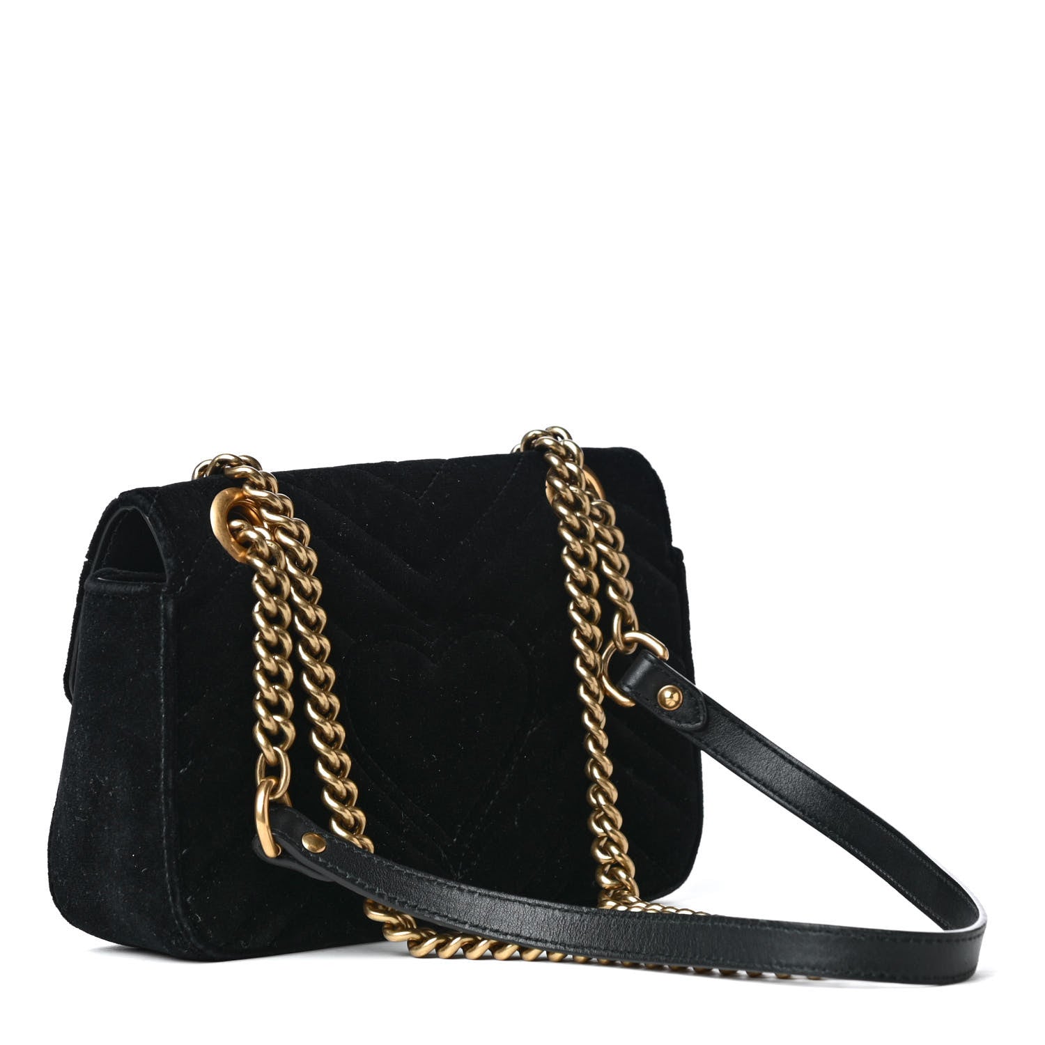 Gucci Velvet Matelasse Mini GG Marmont Shoulder Bag Black 2 of 4