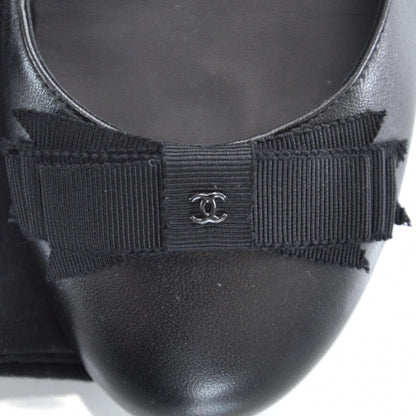 Chanel Leather CC Bow Ballet Flats 36.5 Black 8 of 9