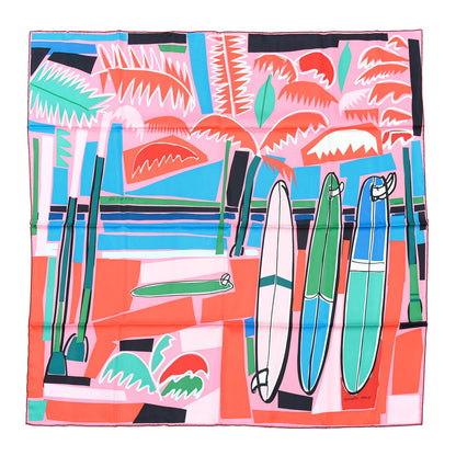 Hermes Silk Sea Surf and Fun Scarf 90 Rose Bleu Vert 1 of 5