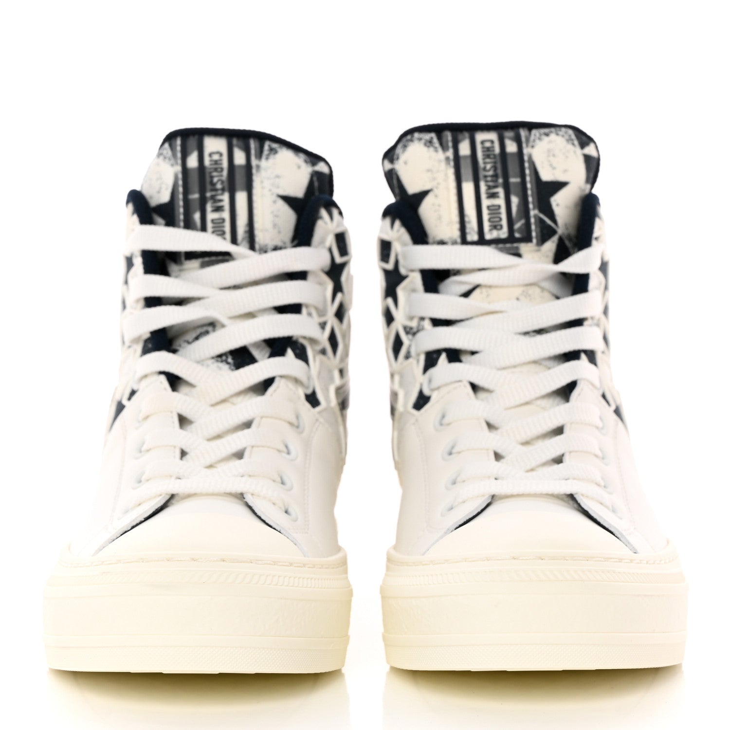 Christian Dior Canvas Embroidered Womens Walk'n' Dior Star High Top Sneakers 36 White Navy 2 of 12