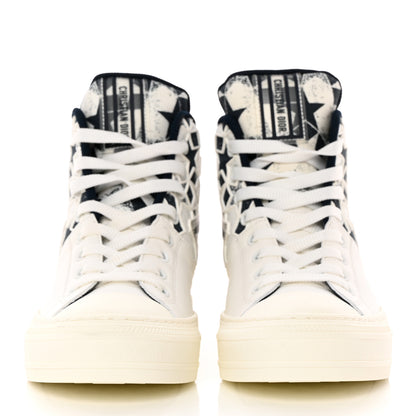 Christian Dior Canvas Embroidered Womens Walk'n' Dior Star High Top Sneakers 36 White Navy 2 of 12