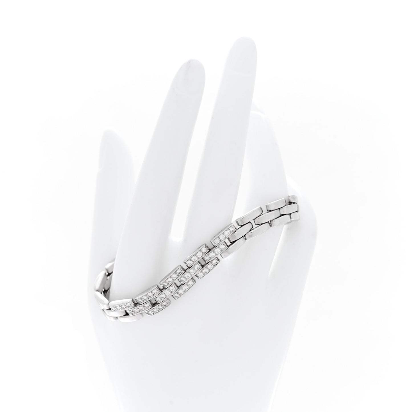 18K White Gold Diamond Maillon Panthere Link Bracelet