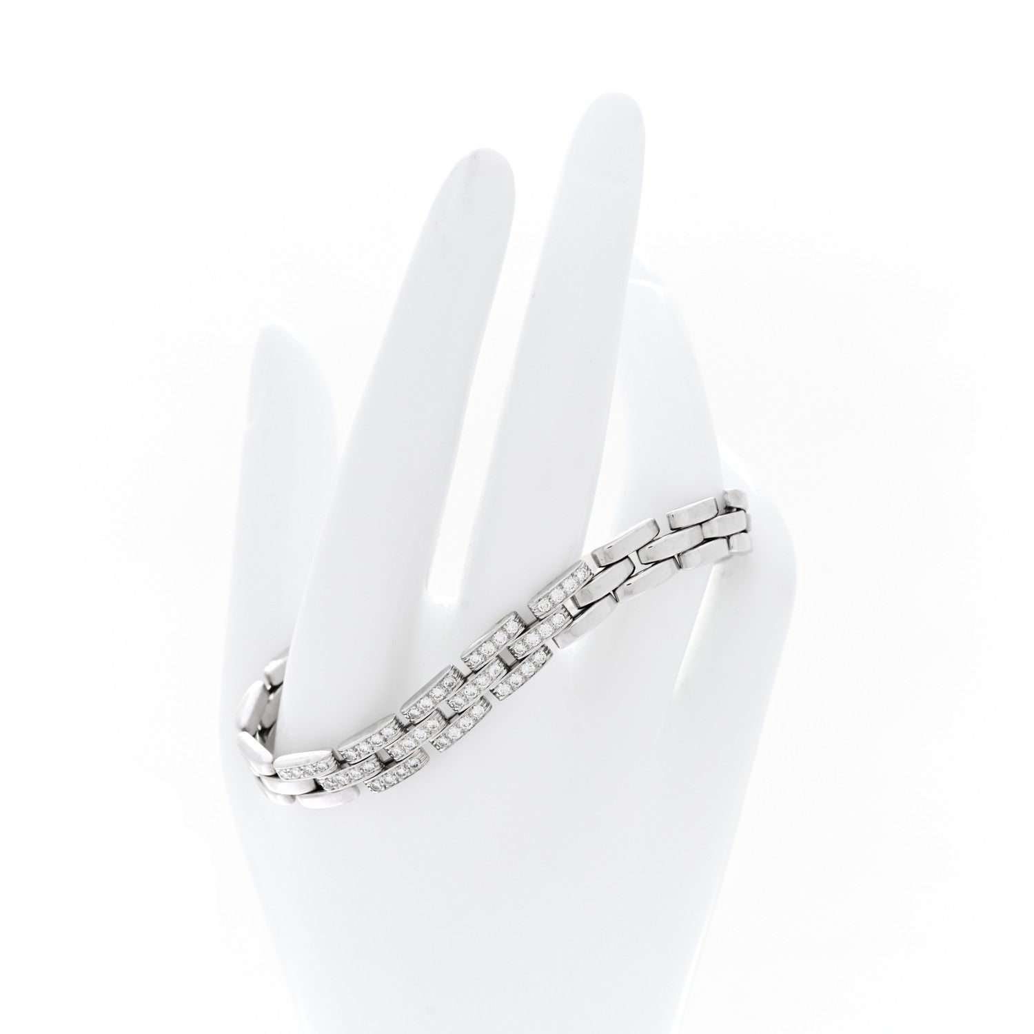 Cartier 18K White Gold Diamond Maillon Panthere Link Bracelet 2 of 5