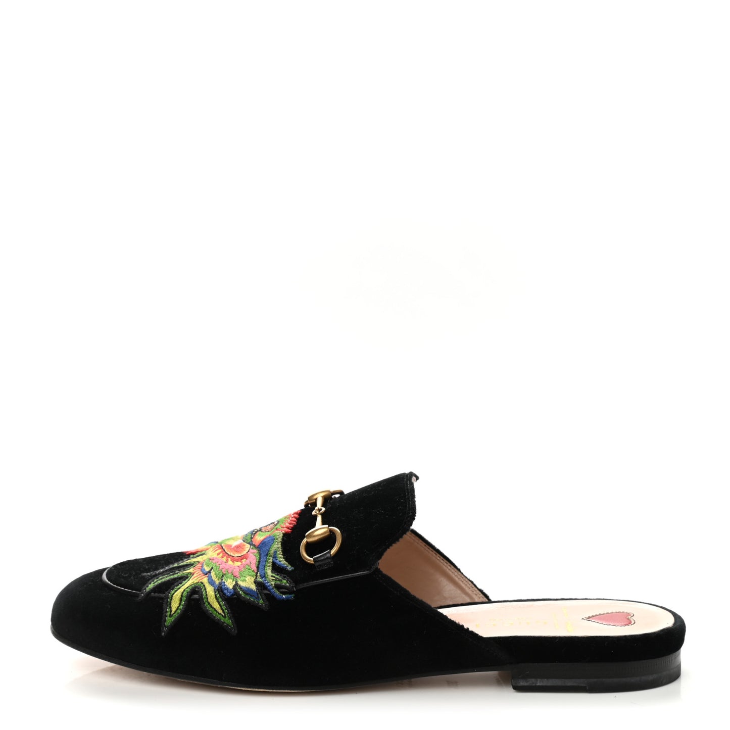 Velvet Dragon Embroidered Womens Princetown Slippers 39.5 Black